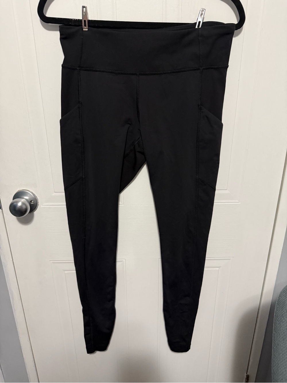 Lululemon High-Waisted Black Leggings with Side Pockets